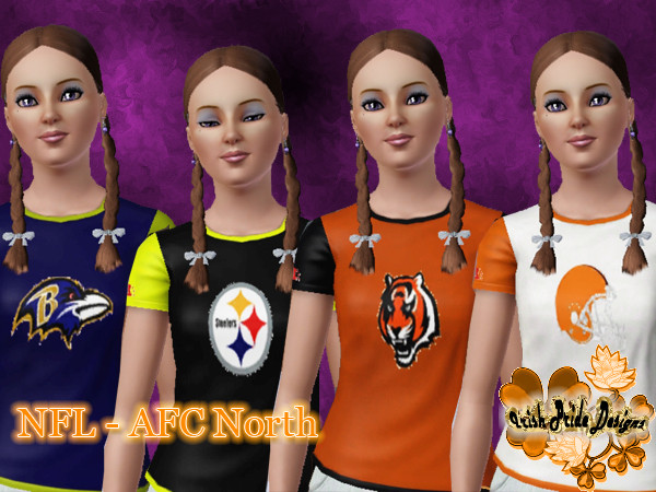 Sims 3 — AFC North Shirts - Female by Irish Pride — Gear up for football season with these great NFL shirts. The AFC