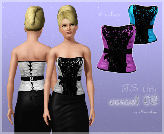 Sims 3 — Fashion set 06 - corset 03 by katelys — a beautiful new corset top for adult females, comes in 3 different color