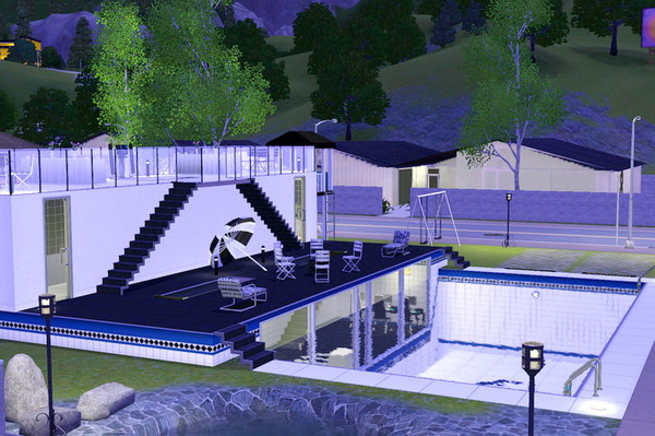 Sims 3 — Black and White Public Pool by lizshary — Created by Lizshary@TSR