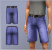 Sims 3 — Denim Shorts by Maaak — Denim shorts with a belt. One edited mesh included. Has 2 recolorable palettes.