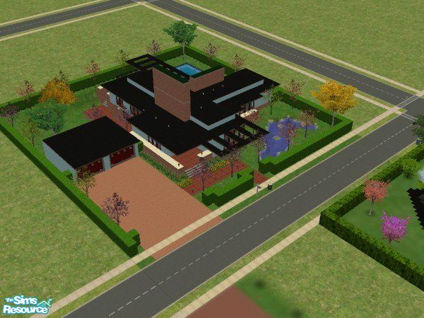 Sims 2 — Usonian Studio EM-FLW by ErikMesa1179 — Based on Frank Lloyd Wright\'s Usonian plans this small Usonian Studio