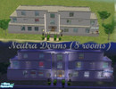 Sims 2 — Neutra Dorms by MeganLaVey — These dorms include, - Kitchen with staff - Pool table, drum set, guitar and mic -