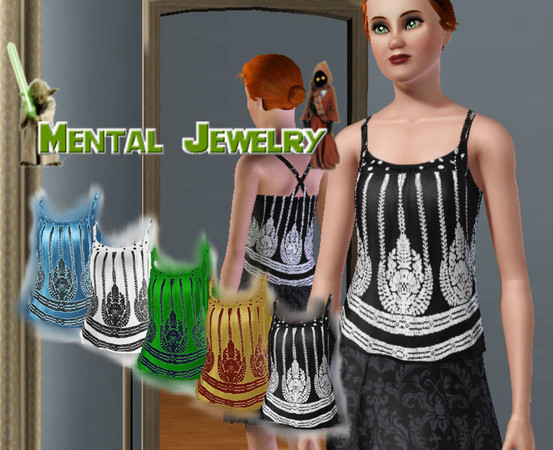 Sims 3 — Pretty Cami by mentaljewelry — Base game tank with new recolorable design.