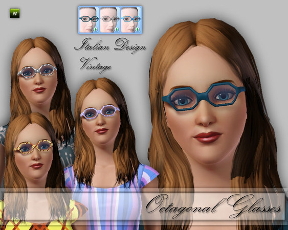 Sims 3 — CD_Octagonal Glasses by TSR Archive — Almost Octagonal are these glassesl, original Italian design from 1960s.