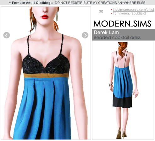 Sims 3 — Derek Lam: Beaded cocktail dress by Modern_Sims — DO NOT REDISTRIBUTE MY CREATIONS ANYWHERE ELSE.