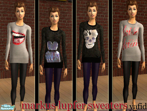 Sims 2 — 4 Markus Lupfer Sweaters by yafid — Say hello to Autumn with these four cosy sequinned Markus Lupfer sweaters