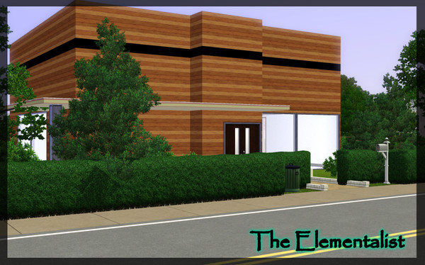 Sims 3 — The Elementalist by hallowxlr — A modern house comprised of two buildings, united by the green house. The main
