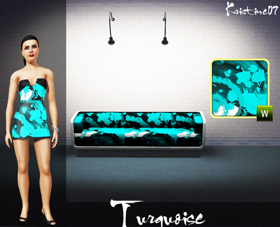 Sims 3 — Turquoise by kristine07 — Hi everyone, this is my first pattern=), and it has 2 Recolorable Palettes. (the file