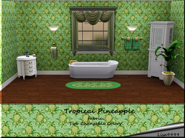Sims 3 — Tropical Pineapple by lisa9999 — A vintage pineapple print. Four changeable colors. Lisa9999