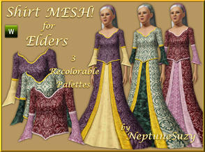 Sims 3 — NSC Clothing Mesh - Wide Sleeve Shirt for Elders by Neptunesuzy — Your Elder Simmies will Love this Medieval
