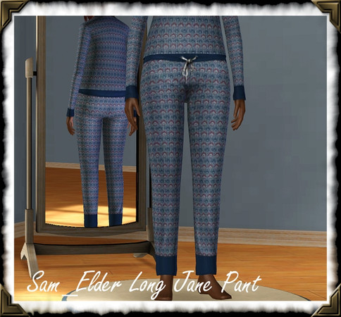Sims 3 — Sam_Elder Long Jane Pant by frisbud — Inspired by some pajamas I saw at Victoria's Secret. Cozy cotton thermal