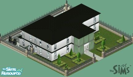 Sims 1 — Simmerly Hills - A Study in Black and White by ladytimedramon —  This house is inspired by an actual mansion