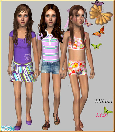 Sims 2 — Little girls set 1 by milanokat — 2 casual and 1 swimwear