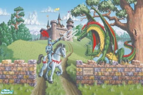 Sims 2 — Dragon Slayer by sadie7684 — A wall mural for your sims, can be found under wallpaper.