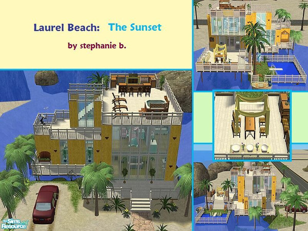 Sims 2 — Laurel Beach: The Sunset by stephanie_b. — The Sunset is a streamlined beach home with an opened floor plan. The