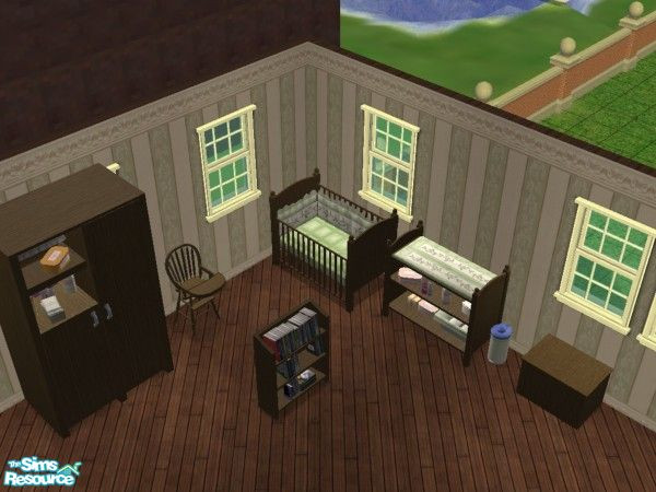 Sims 2 — dark wood teddy says nursery by gommel22 — A dark wood recolor of Shakeshafts beautiful nursery teddy says. The
