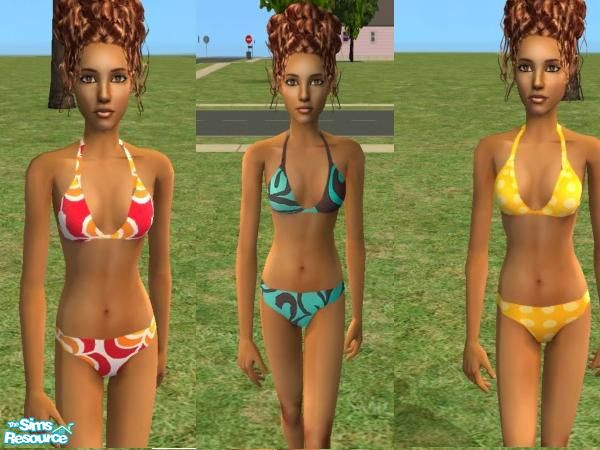 Sims 2 — Roxy Inspired Swimwear by binky13 — Three suits for teens inspired by some swimsuits by Roxy. 