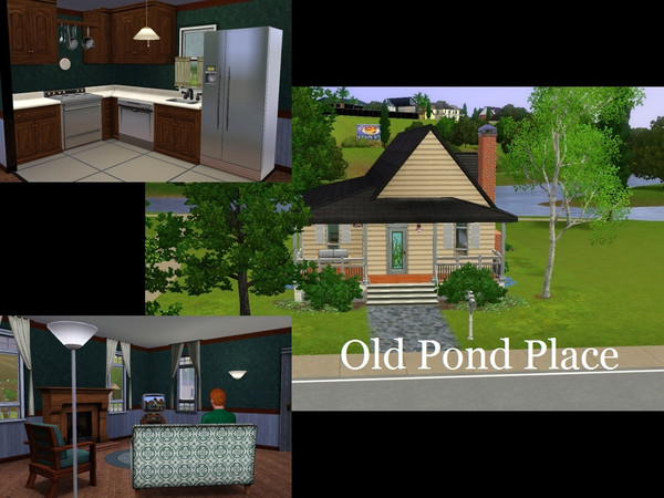 Sims 3 — Old Pond Place by pscommodore2006 — Two-bedroom, two-bathroom row house. Full-length porch at front. Great room