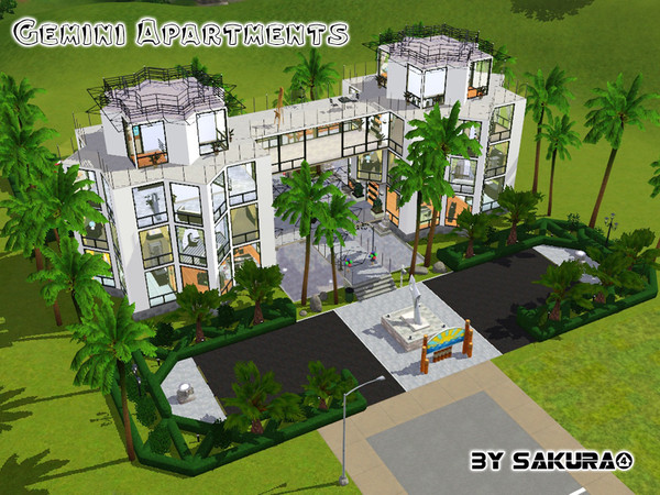 Sims 3 — Gemini Apartments by Sakura4 — Business hotel apartment, provides a large swimming pool.