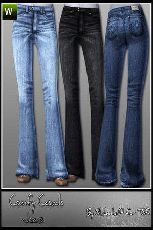 Sims 3 — ASC_AFFlaredJeans by Shakeshaft — Part of the Comfy Casuals set the Flared Jeans comes in 3 colour options and 1