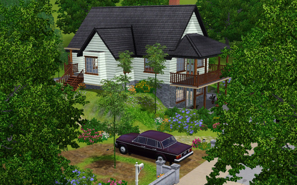 Sims 3 — Summerhill House by daisylee — 2 bedrooms, 1 plus 2 half baths. Large walkout basement rec room. Parking. Partly