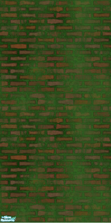 Sims 2 — Mossy Green Brick Wall 02 by ad27 — A dirty brick wall covered in a green moss, or oozing radioactive material!