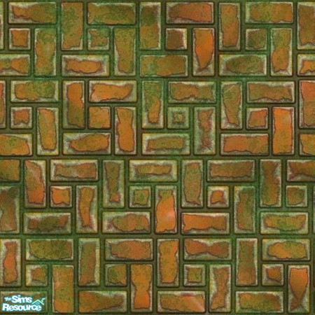 Sims 2 — Mossy Green Brick Floor 01 by ad27 — A dirty brick floor with a green moss, or oozing radioactive material!