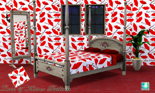 Sims 3 — Love and Kisses Pattern by openhousejack — lipstick and text pattern