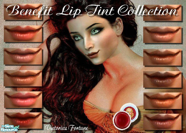 Sims 2 — VF Benefit Lip Tint Collection by fortunecookie1 — Inspired by sephora\'s Benefit Lip Tint, here are 12 new
