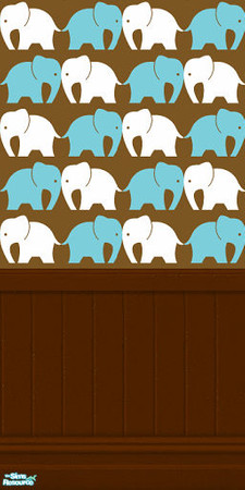 Sims 2 — Elephants by stacia_angel — blue & white elephants with wainscoting