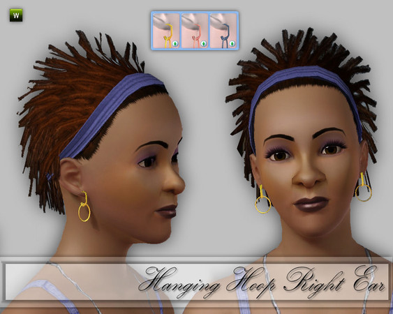 Sims 3 — CD_Hanging Hoop Right by TSR Archive — Hanging Hoop right ear. Female only from teen to adult. Original Creator: