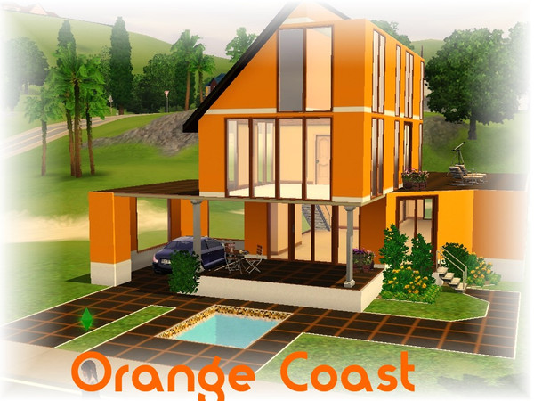 Sims 3 — Orange Coast by plastik0kid — The bright orange paint of the house, will make your Sims happy. This modern house