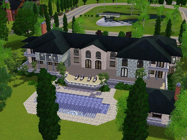 Sims 3 — Grand Mansion by smokethegreens — Large mansion with 3 bedroom, 2 and a half bathroom, living room, TV room,