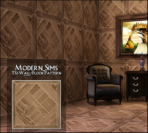 Sims 3 — Limed Oak Parquet Panel by Modern_Sims — by Modern_Sims