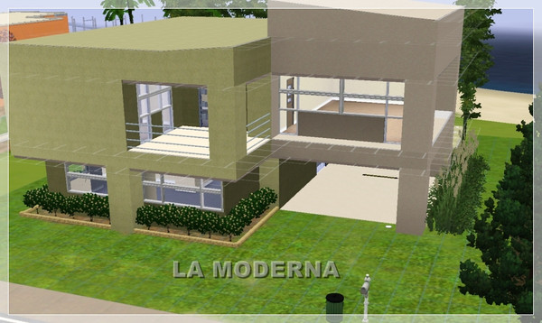Sims 3 — LA MODERNA by sademaestri — is a modern house with two bedrooms, two bathrooms, kitchen, dining room, beautiful