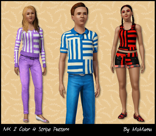 Sims 3 — NK 4 Stripe 2 Color Nautical Weave by MoMama by MoMama — A 2-color weave in 4 stripes of varying orientations by