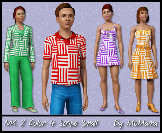 Sims 3 — NK 2 Color 4 Stripe Small by MoMama by MoMama — A 4-stripe pattern in a variety of orientations by MoMama