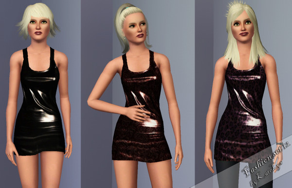 Sims 3 — Fashion set 12 - Leather dress  by katelys — Ultra shiny leather dress, comes in three different version, has