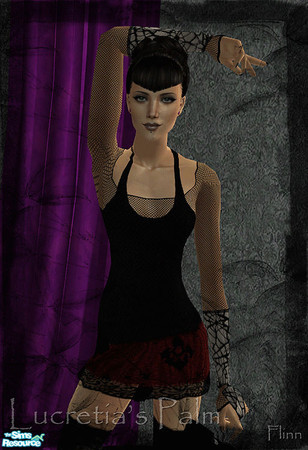 Sims 2 — Lucretia\'s Palm: Spiderweb Gloves - White by flinn — Black spiderweb lace on white base.