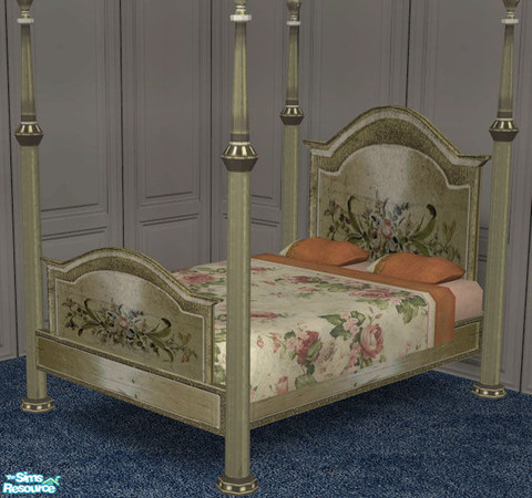 Sims 2 — Floral Pink Bedding  by jodler — Small set includes recolours of the vintage victorian bed and wash table by