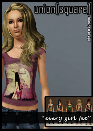 Sims 3 — Union Square Clothing: Every Girl by annadg82 — --- union [square] clothing --- Vintage-esque photo graphic tee