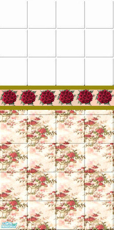 Sims 2 — Precious Roses Bath - Roses Wall Tile by Riverwillows — Lovely wall tile adorned with roses. Part of the