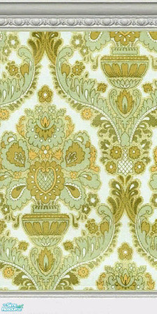 Sims 2 — Flower & Leaf Pattern - Green/Gold by roflmpso — Gorgeous leaf green and gold flower pattern with intricate