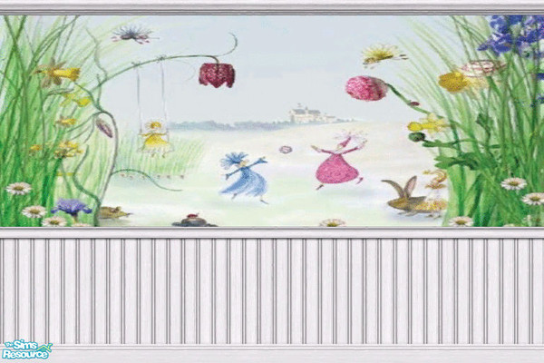 Sims 2 — Whimsical Garden Mural by sadie7684 — A wall mural for your sims, can be found under wallpaper.