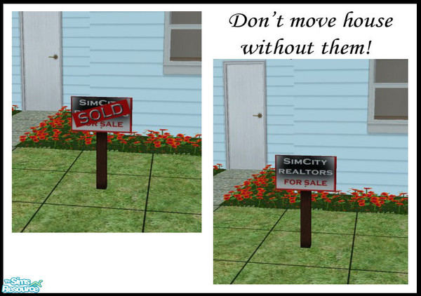 Sims 2 — Realtor/Estate Agent Signs by elanorbreton — Sims moving home? Don't forget the "For Sale" and