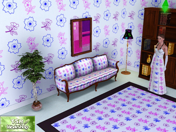 Sims 3 — Fairly Floral Large by leiaann — A pretty pattern of delicate flowers with the background and 3 colours