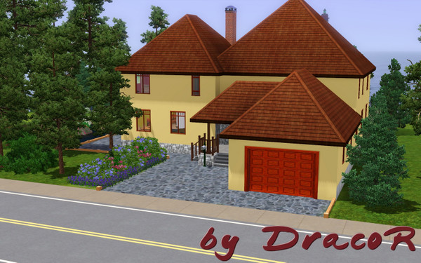 Sims 3 — Hekla by DracoR — Hekla is a big house for six people. There are a kitchen with dinning place, big living room,