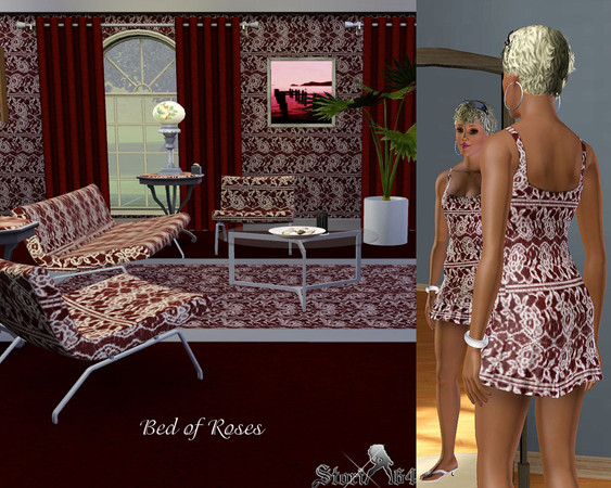 Sims 3 — Bed of Roses by stori_64 — Laced floral design The hair on my model can be obtained at MTS (Modthesims.com) sim3