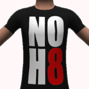 The Sims Resource - NOH8 - Black T-Shirt with white and red 'NOH8' logo.
