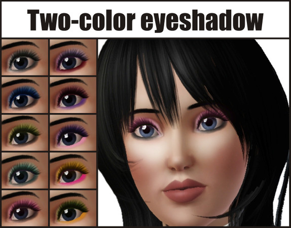 Sims 3 — Two-color eyeshadow by Gosik — Completely new, beautiful eyeshadow! Two seperate color layers that look very